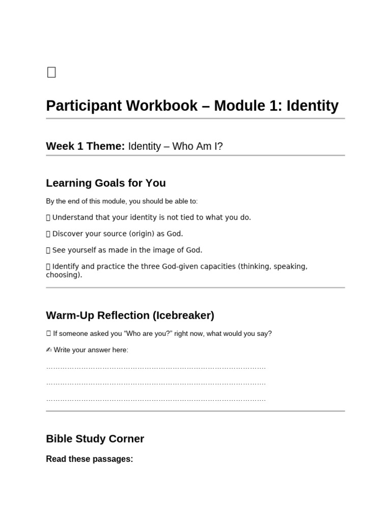 Identity Workbook | PDF