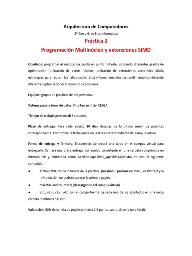 Practica2 AC 24-25 | PDF | Programa de computadora | Programación