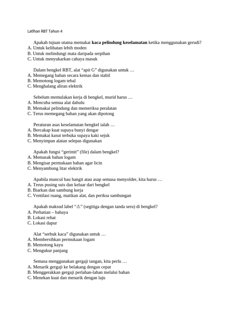 Latihan RBT Tahun 4 | PDF