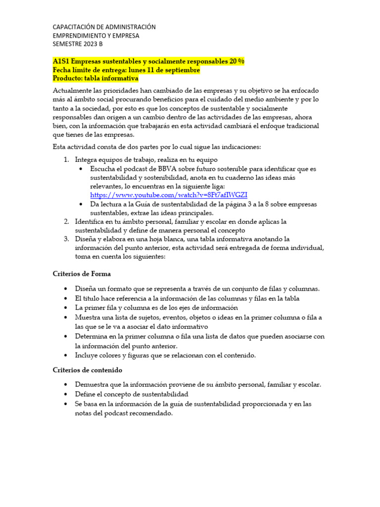 A1S1 Empresas Sustentables y Socialmente Responsables | PDF
