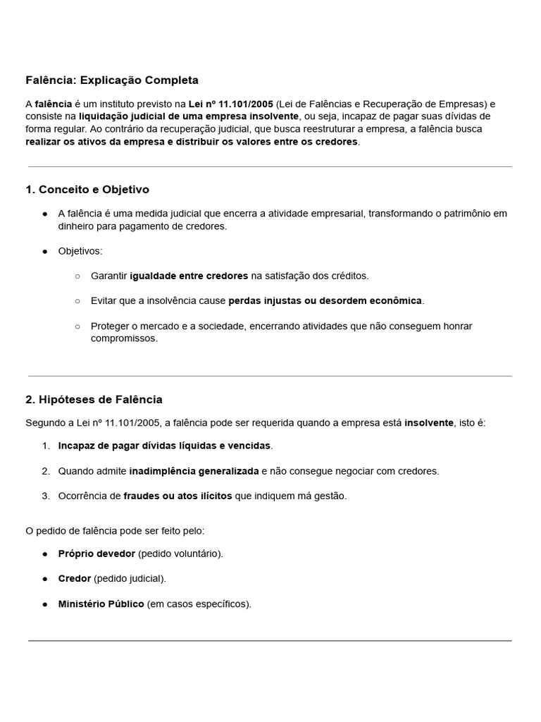 Entenda a Falência: Processo e Efeitos | PDF | Falência | Insolvência