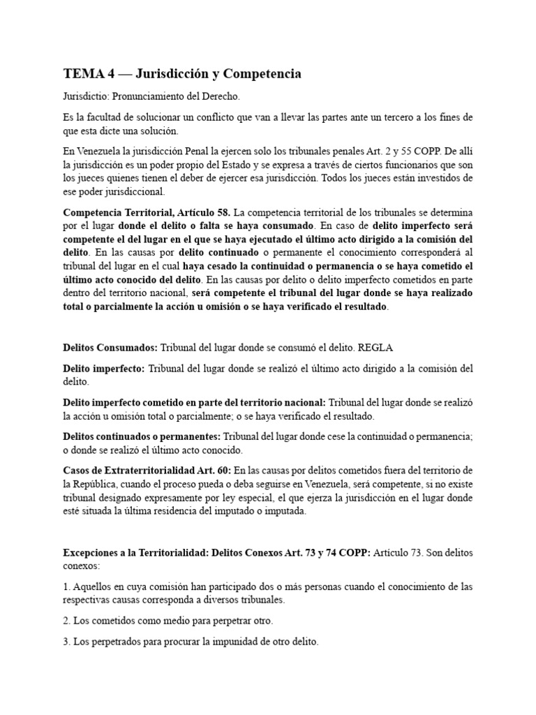 Jurisdicción y Competencia en Venezuela | PDF | Evidencia (ley ...