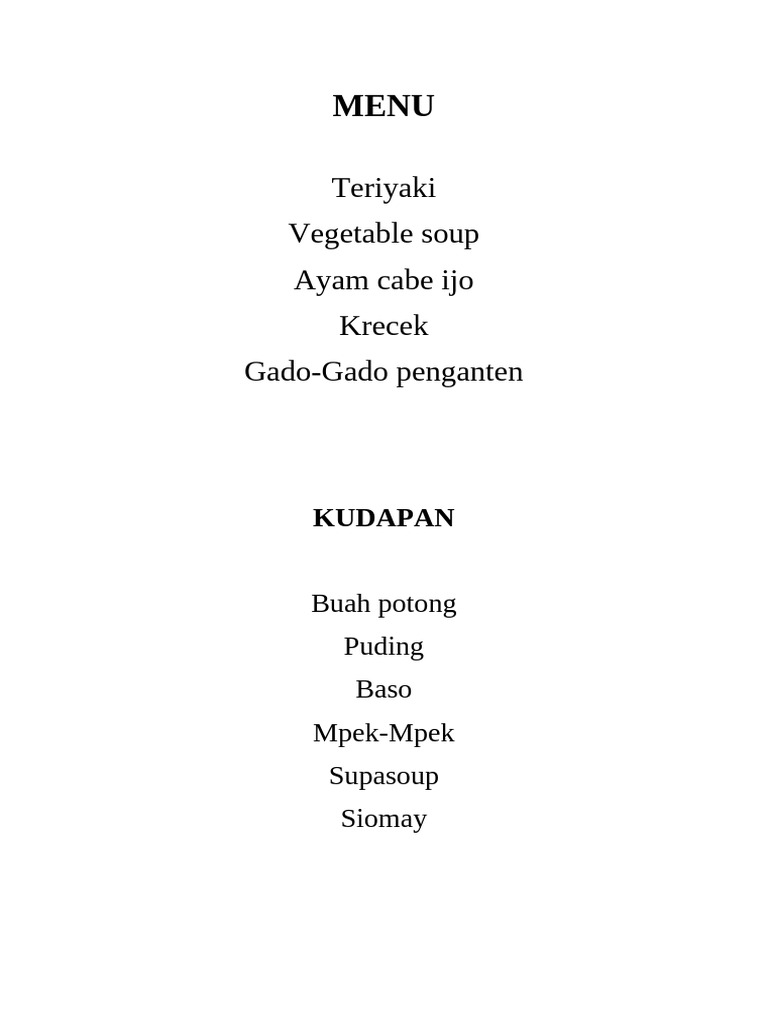 Menu | PDF