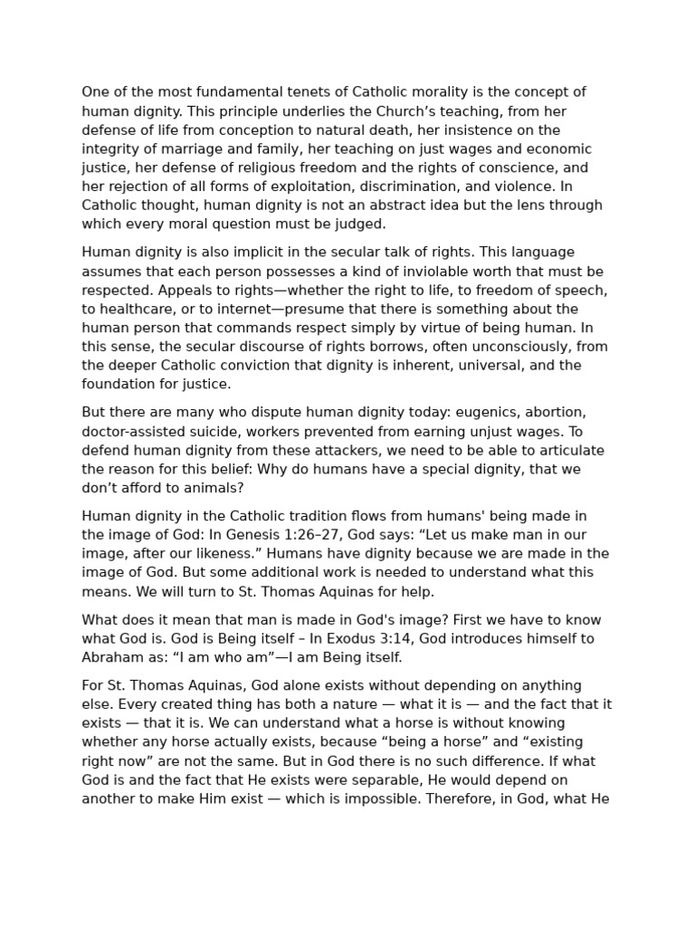 Understanding Human Dignity in Catholicism | PDF | Catholic Social ...