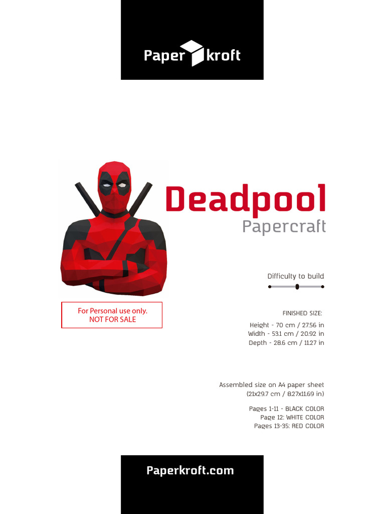 Deadpool Papercraft Assembly Guide | PDF