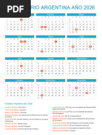 Calendario 2026 con Feriados Argentina | PDF
