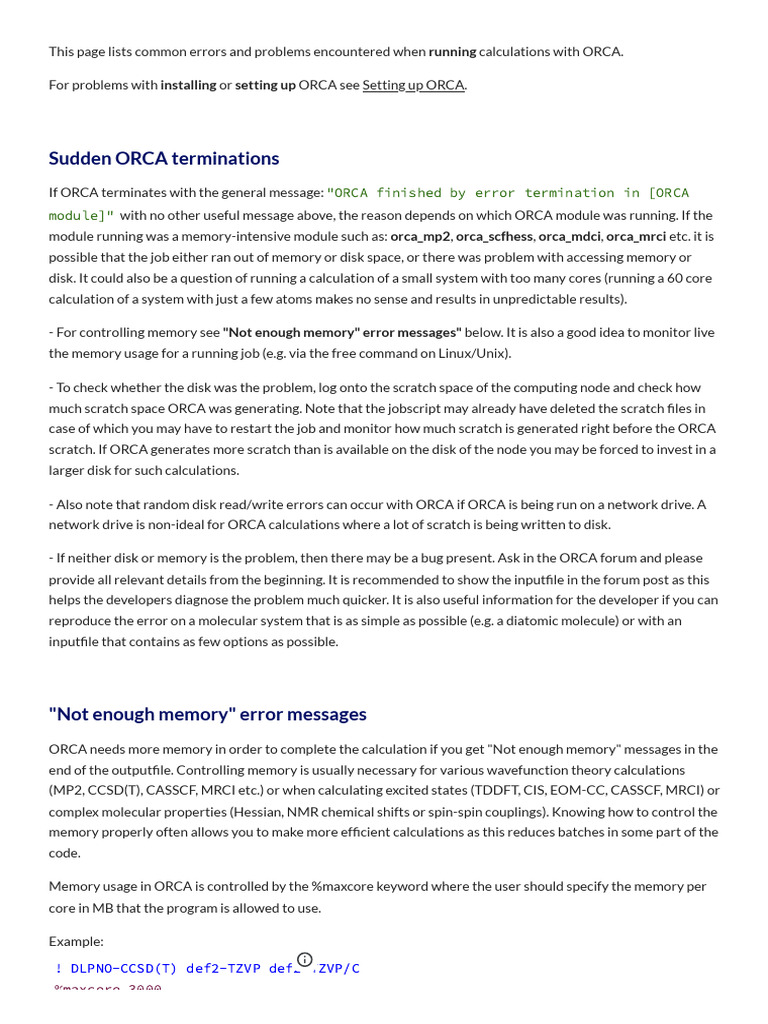 ORCA Input Library - OrCA Common Errors and Problems | PDF | Hard Disk ...