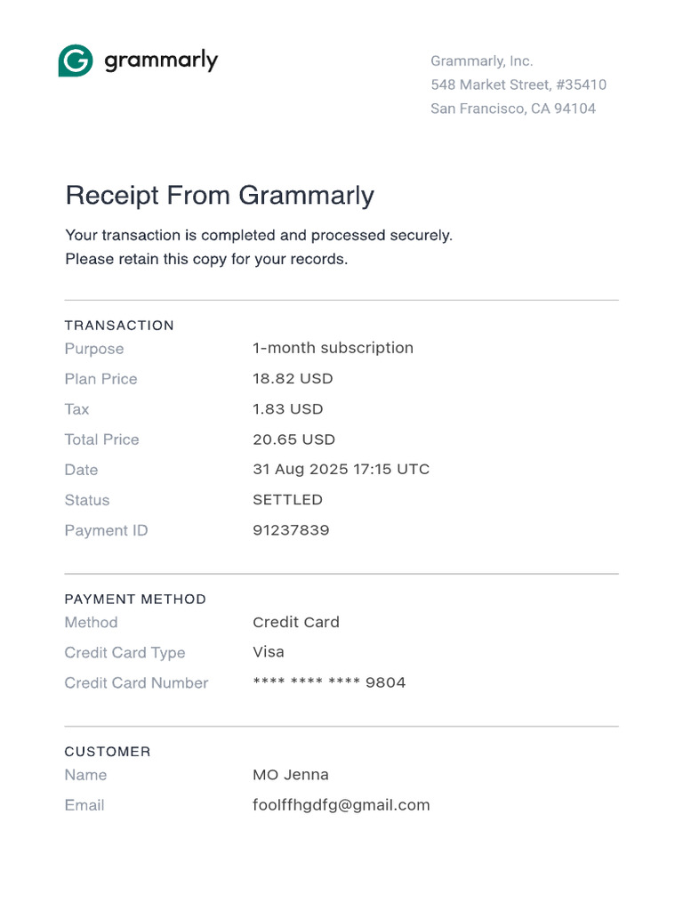 MO Jenna Receipt | PDF