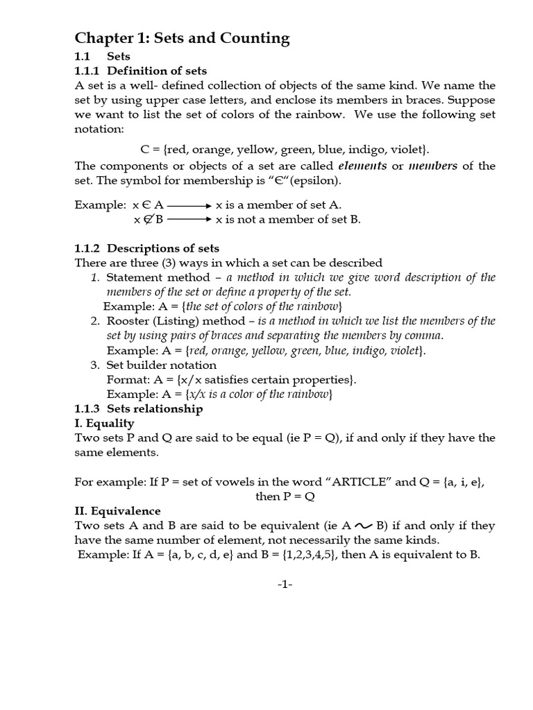 Understanding Sets and Counting Techniques | PDF | Set (Mathematics) | Odds