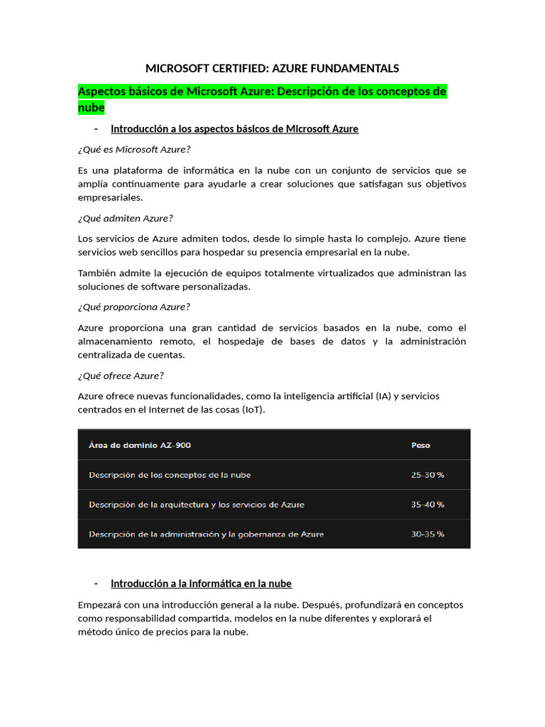 Azure - Fundamental | PDF | Computación en la nube | Microsoft Azure