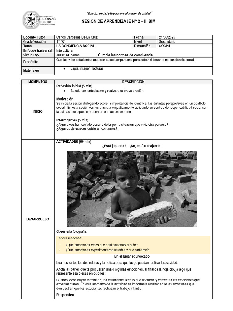 Sesión 2 - III Bim - Conciencia Social | PDF | Empatía | Las emociones