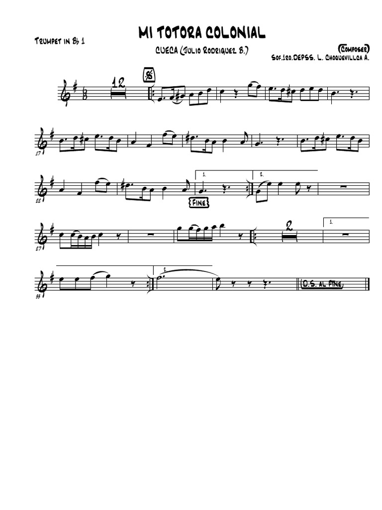 Mi Totora Colonial Cueca - Trumpet in BB 1 | PDF