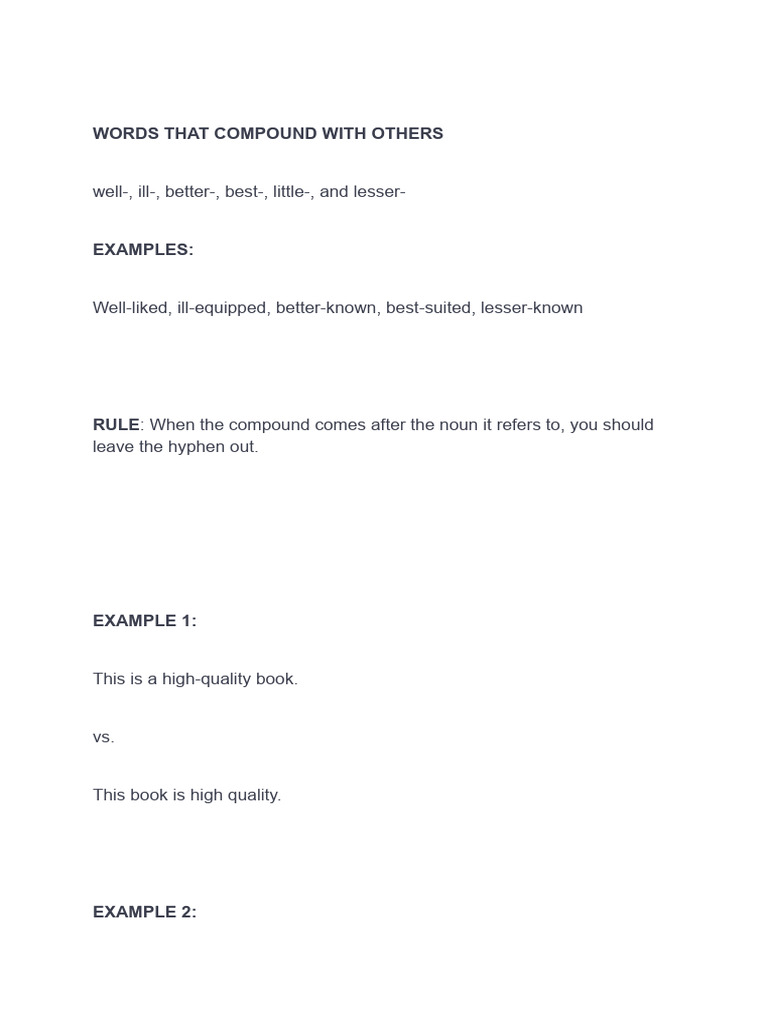 Compound Words and Hyphen Rules | PDF