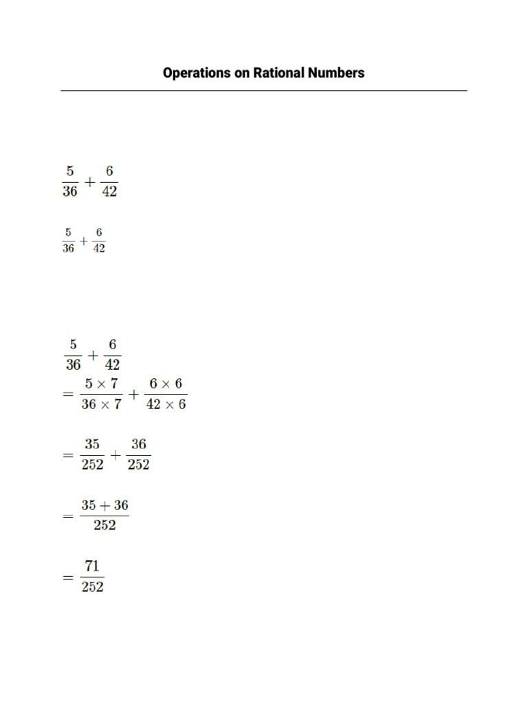 Operations On Rational Numbers | PDF | Multiplication | Numbers