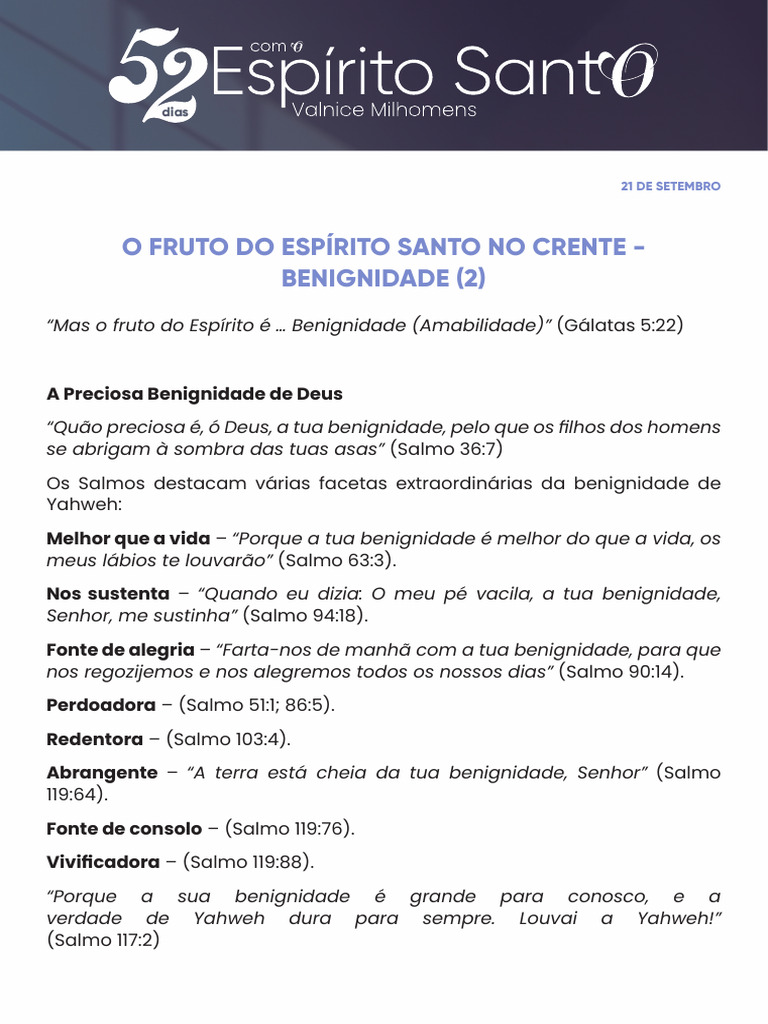 Benignidade: Fruto do Espírito Santo | PDF | Amor | Espírito Santo ...