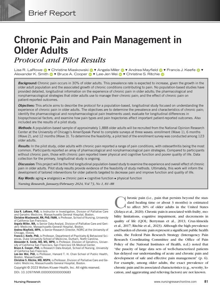 Chronic Pain Management in Older Adults | PDF | Pain | Chronic Pain