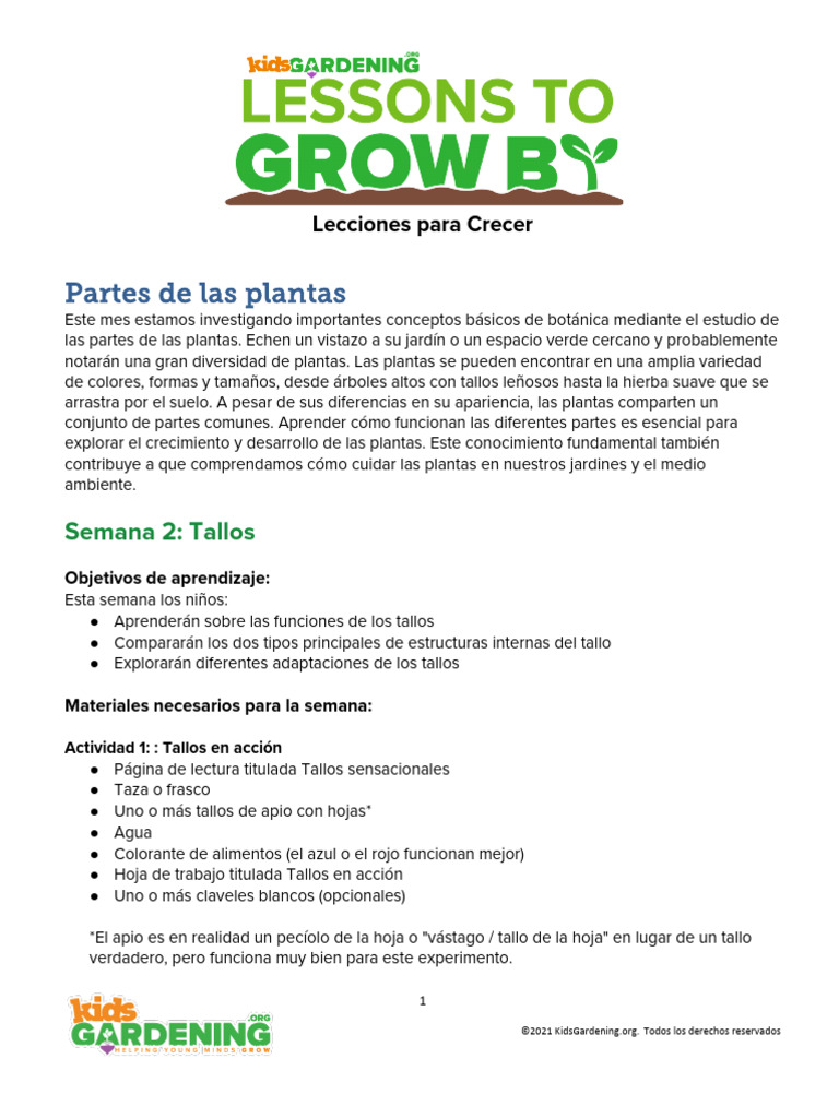 Partes de las Plantas: Los Tallos | PDF | Tallo de la planta | Arboles