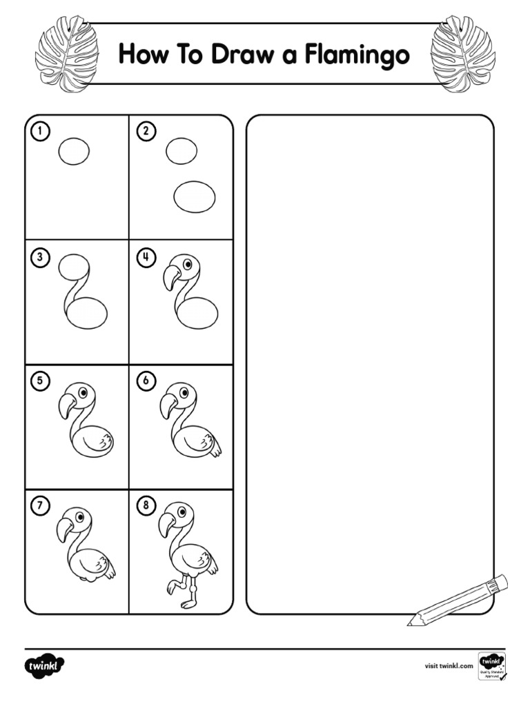 How To Draw A Flamingo Worksheet | PDF