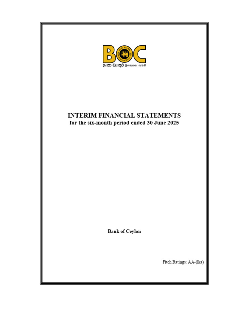 Boc Interim Financial Statements For The Six Month Period Ended 30 June ...