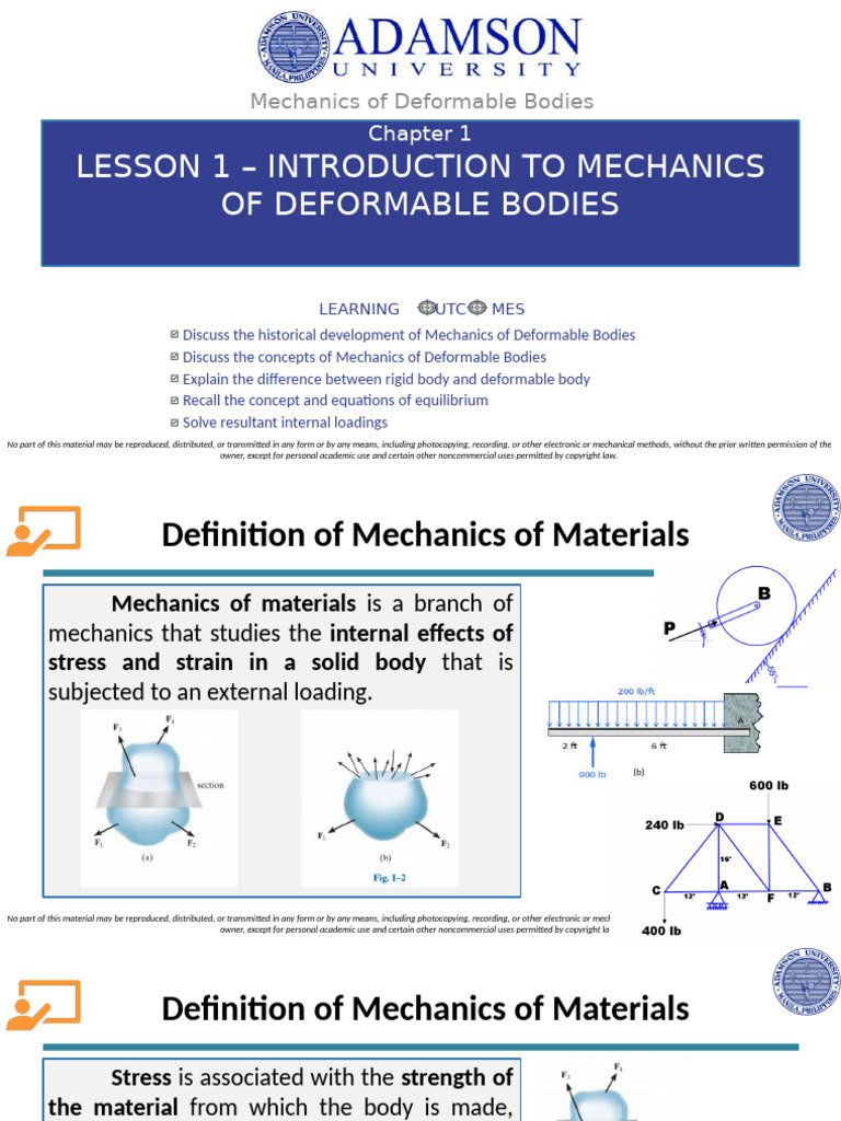 Mechanics of Deformable Bodies Overview | PDF | Deformation ...