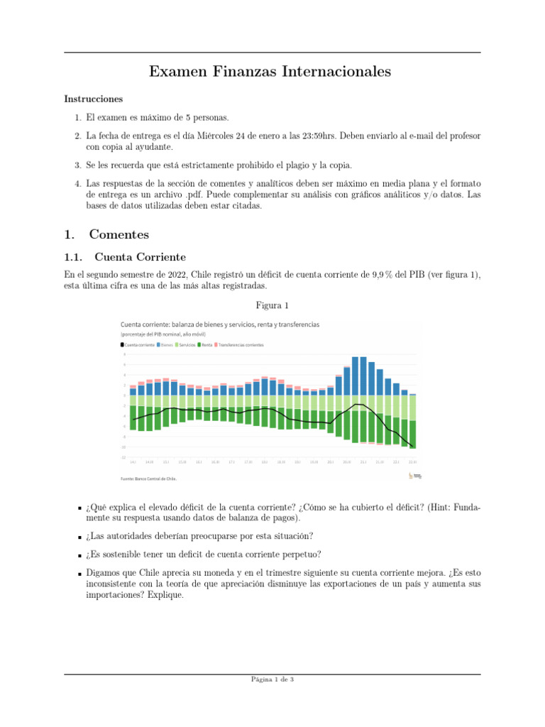 Examen de Finanzas Internacionales 2023 | PDF | Tipo de cambio | Inflación