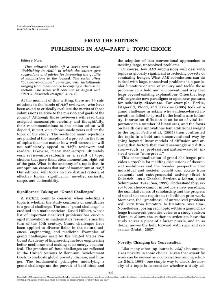 2.1. AMJ - 1 Topic Choice | PDF