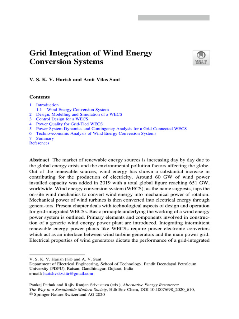 Grid Integration of Wind Energy Systems | PDF | Power Inverter | Wind Power