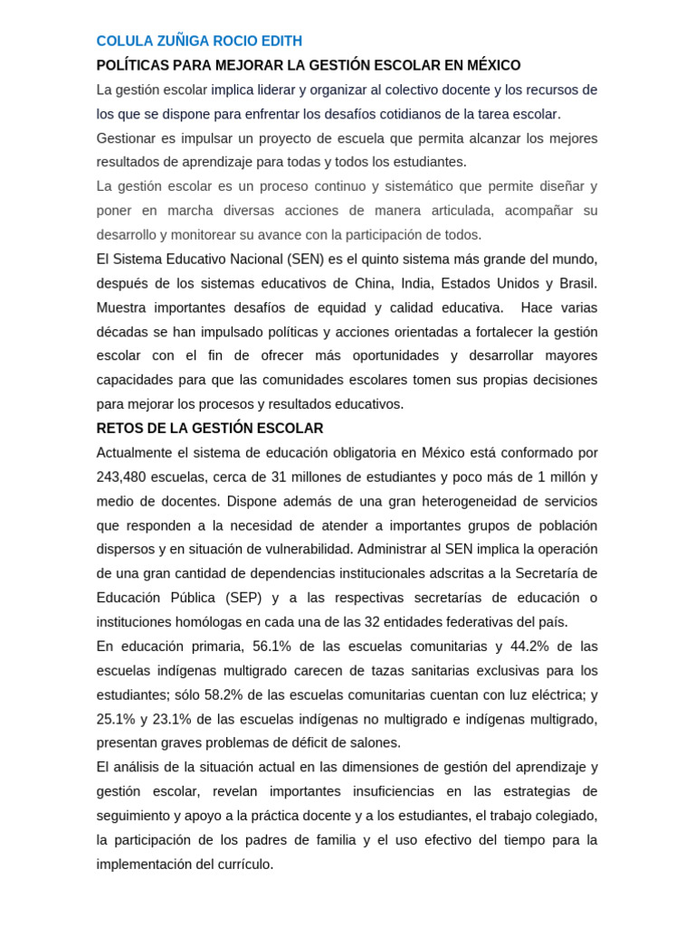 Mejora de la Gestión Escolar en México | PDF | Enseñando | Escuelas