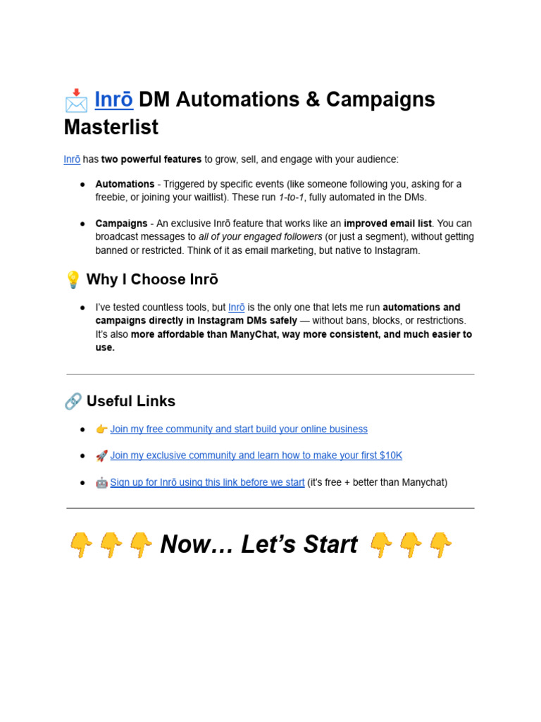 Inrō DM Automation & Campaigns Guide | PDF | Cyberspace | World Wide Web
