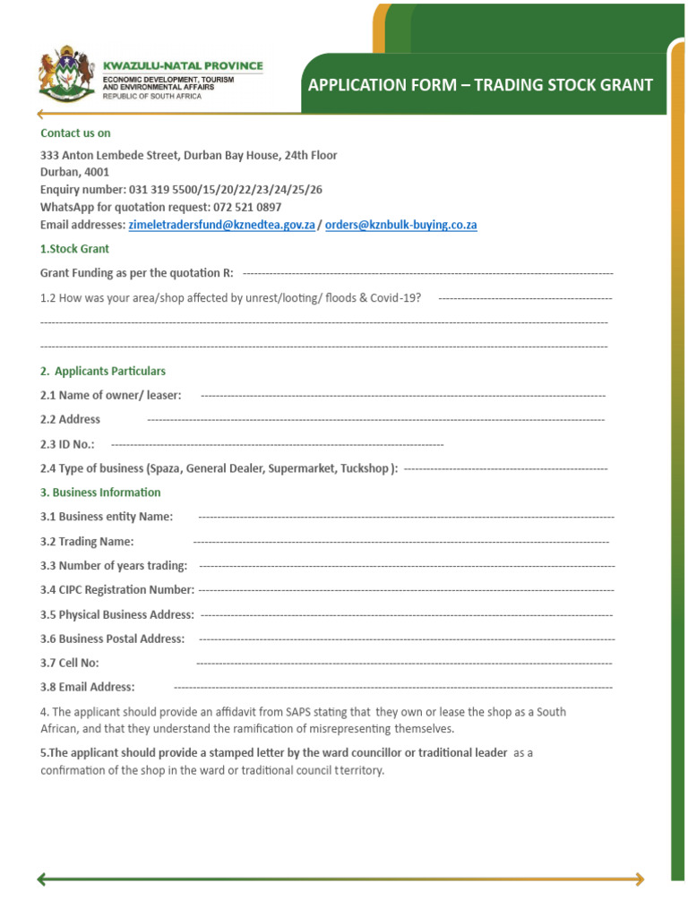 Stock Grant Application Form | PDF