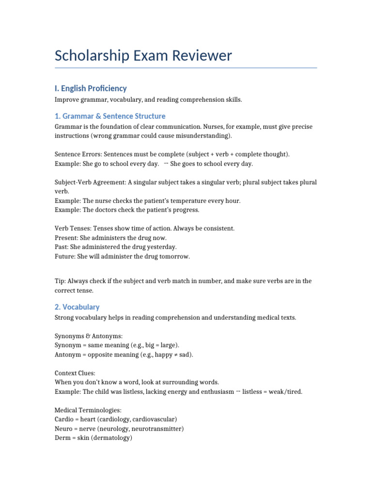 Scholarship Exam Reviewer | PDF | Human Body | Biology
