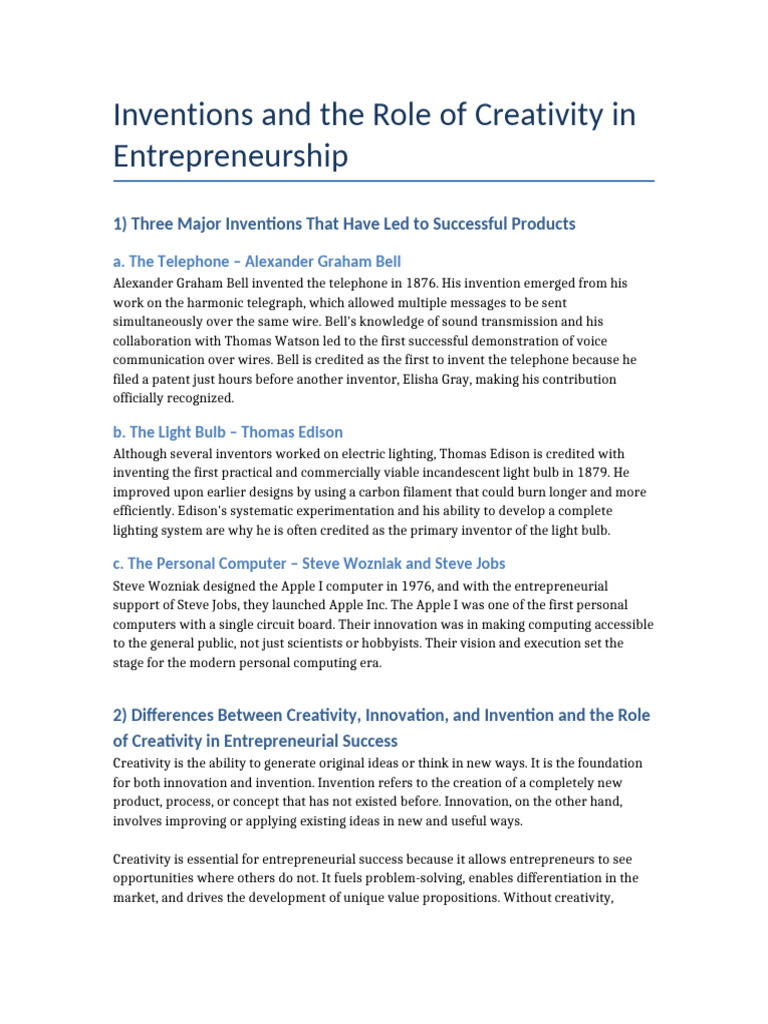 Key Inventions Shaping Entrepreneurship | PDF