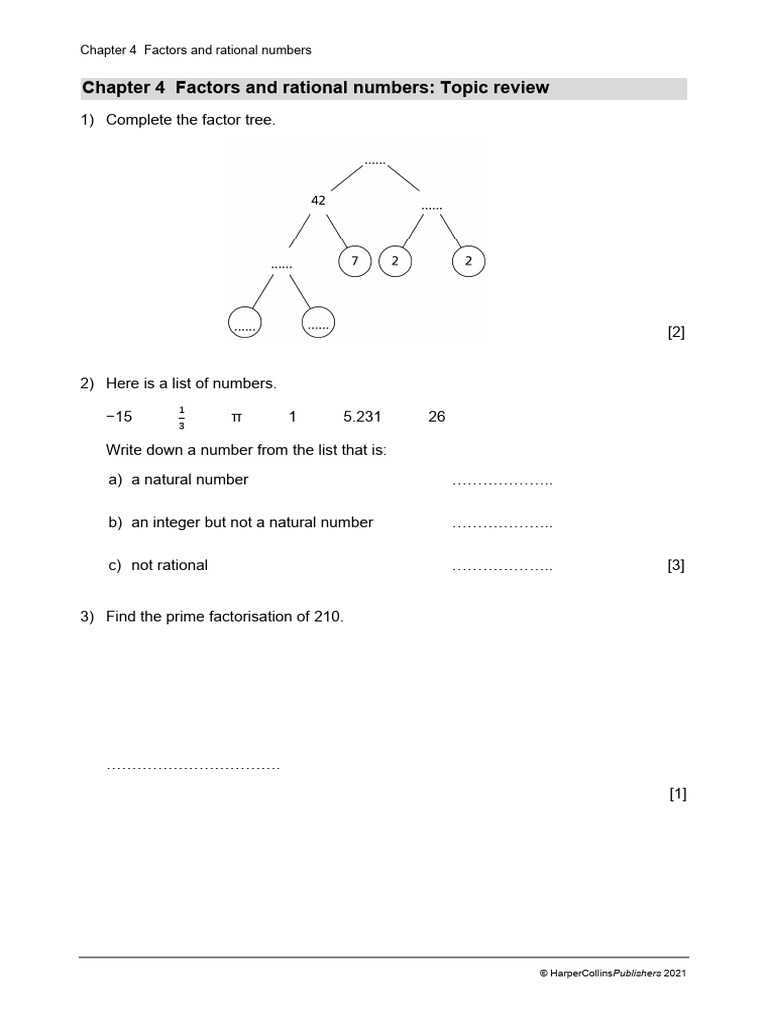 Factors and Rational Numbers Review | PDF | Factorization | Number Theory