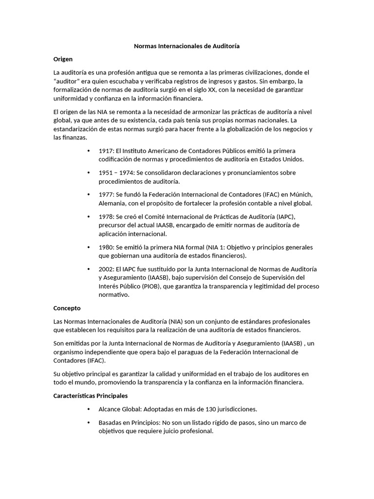 Normas Internacionales de Auditoría (NIA) | PDF | Auditoría | Contador