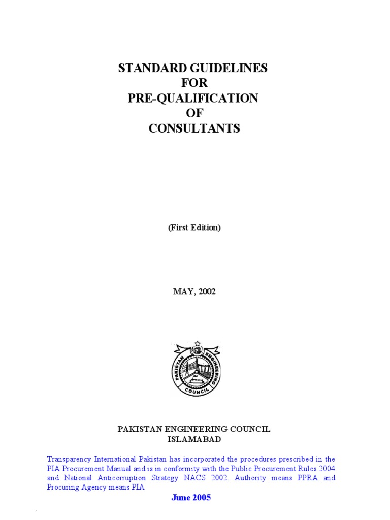 I. Standard Guildelines For Pre-Qualification of Constult | PDF ...