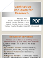 Quantitative Techniques For Research: Ahmed Arif