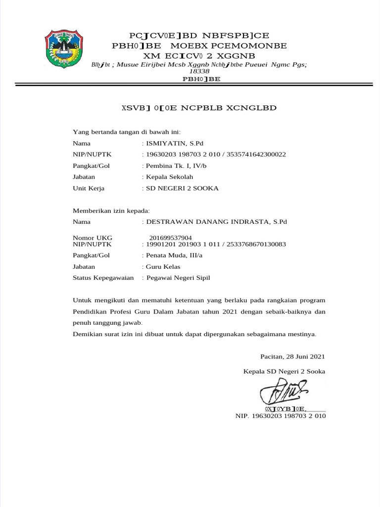 Surat Izin Pendidikan Profesi Guru | PDF
