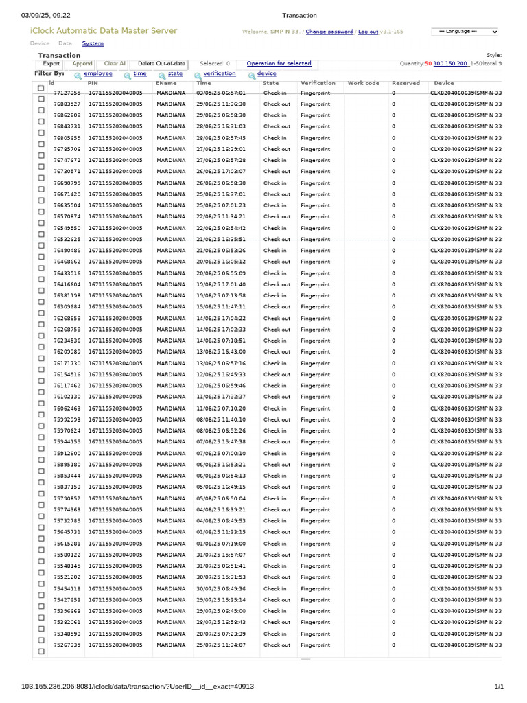 iClock Transaction Data Report | PDF | Computing | Security Engineering