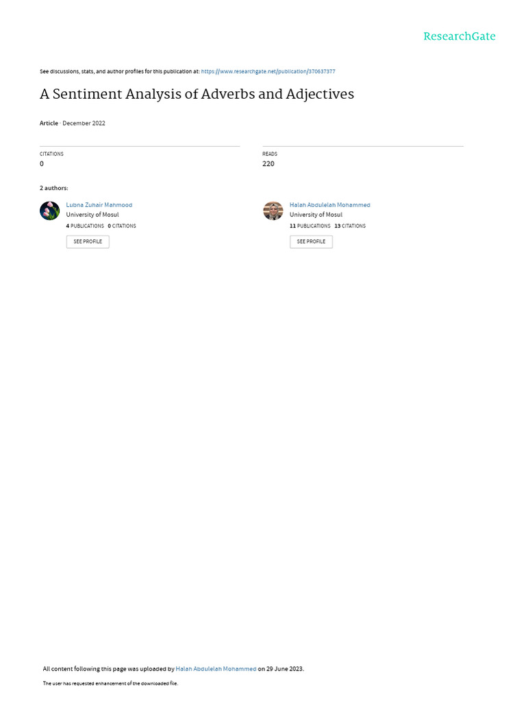 Sentiment Analysis of Adverbs & Adjectives | PDF | Emotions | Feeling