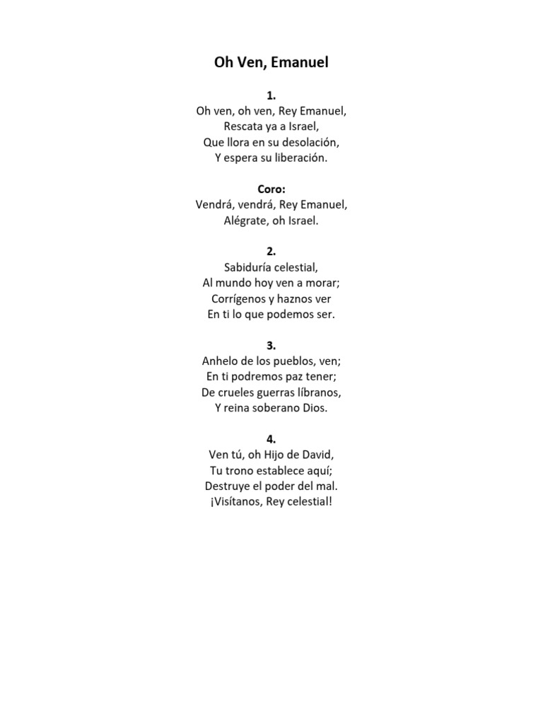 Oh Ven Emanuel Letra | PDF