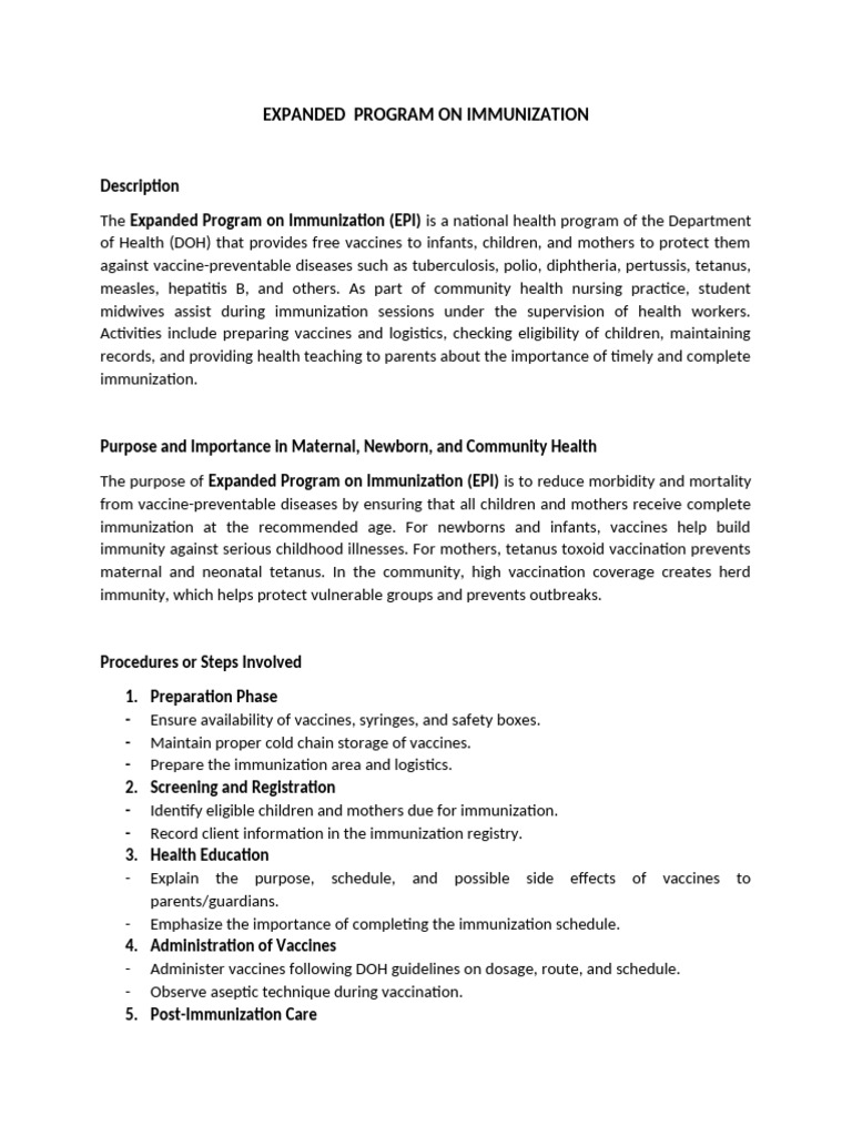 Expanded Immunization Program Overview | PDF | Vaccines | Vaccination