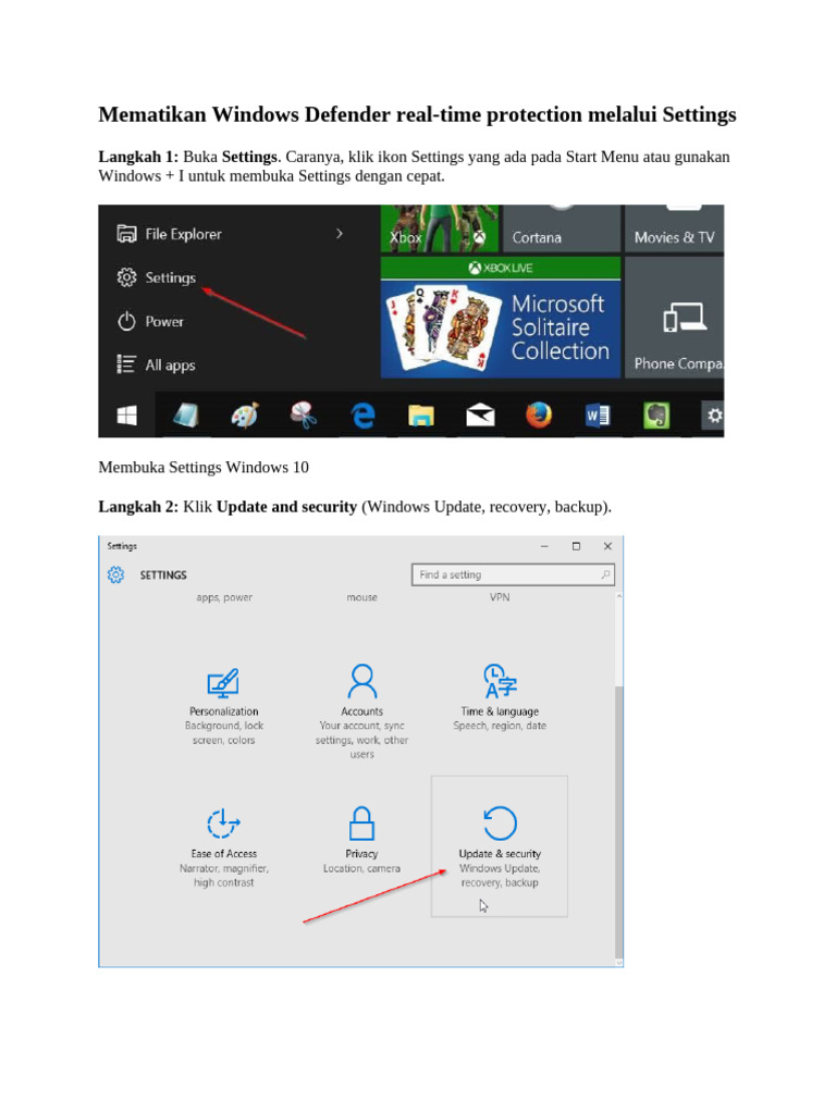 Matikan Windows Defender di Settings | PDF
