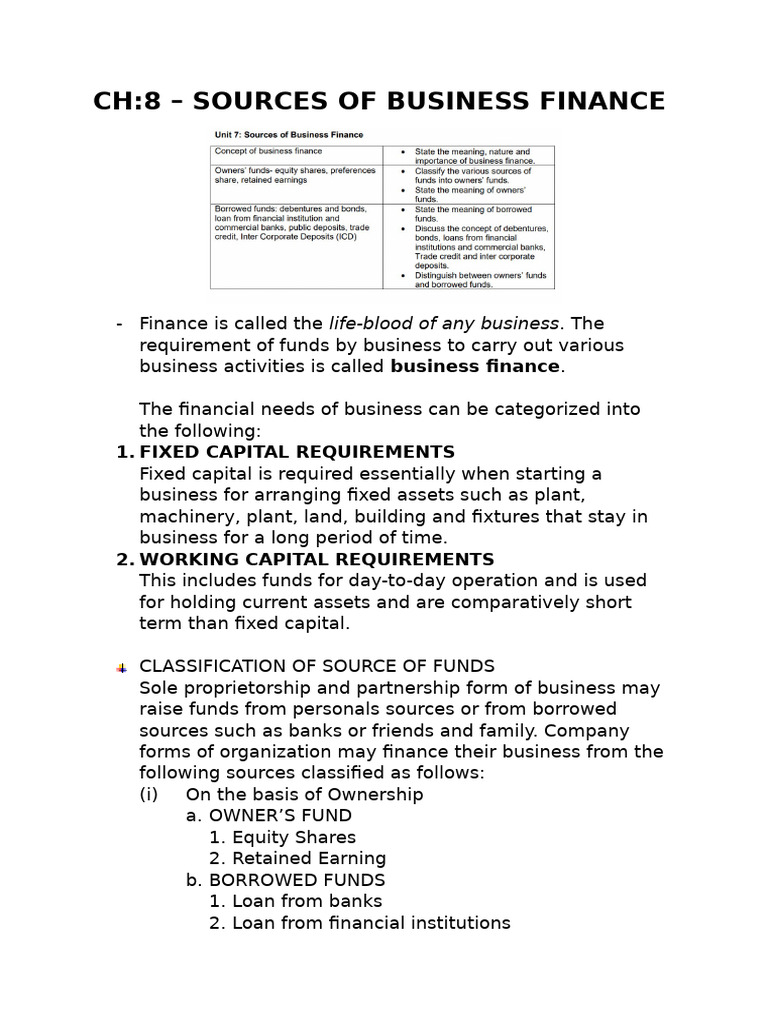 Business Finance Sources Explained | PDF | Equity (Finance) | Dividend