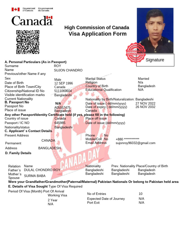 Canada Visa Application Approval Notice | PDF | Travel Visa | Nationality