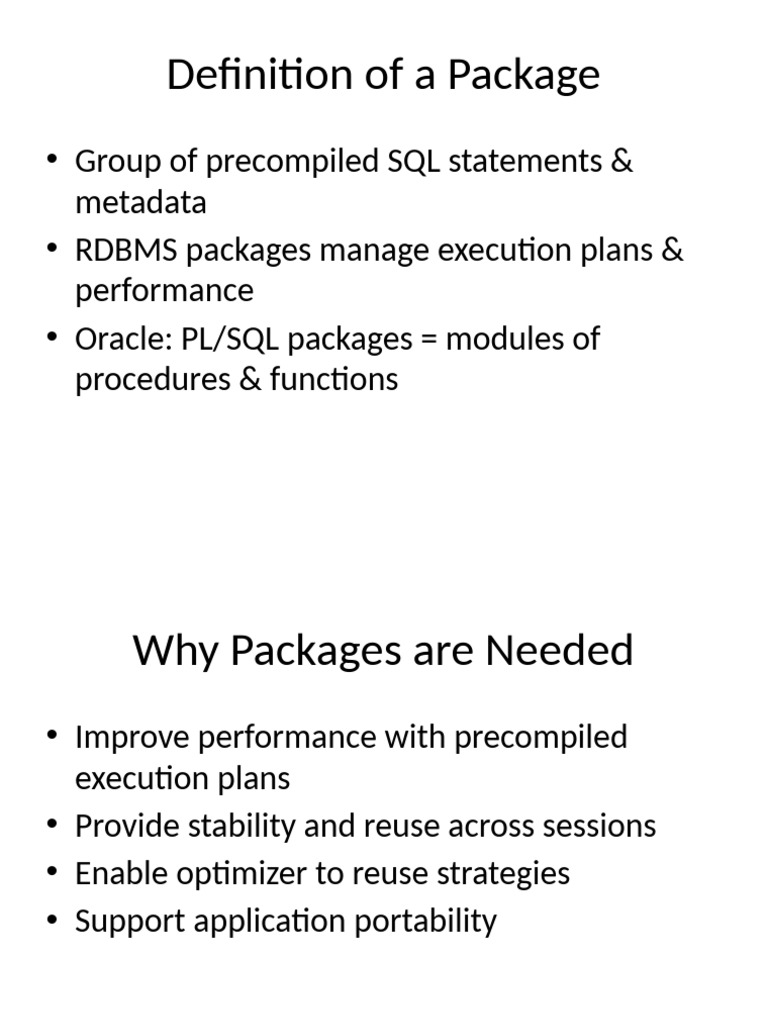 Understanding RDBMS Packages: Types & Benefits | PDF | Sql | My Sql
