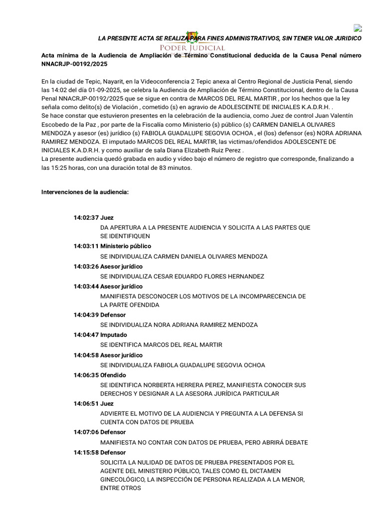 Audiencia Inicial | PDF | Justicia | Crimen y violencia