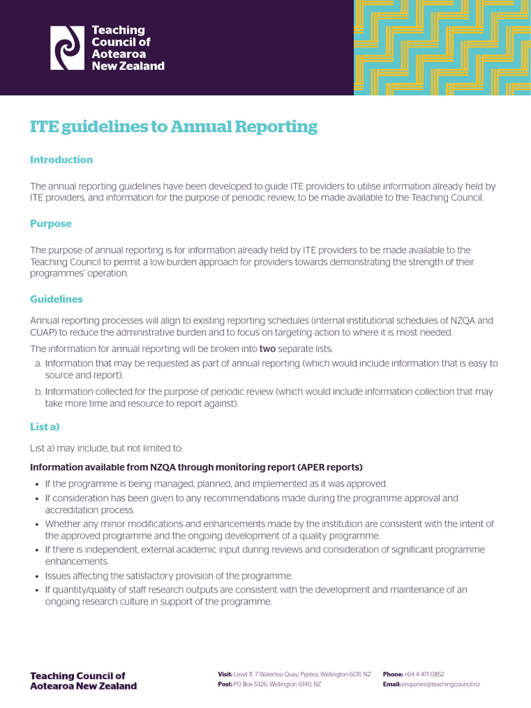 TC ITE Guidelines To Annual Reporting | PDF | Evaluation | Information
