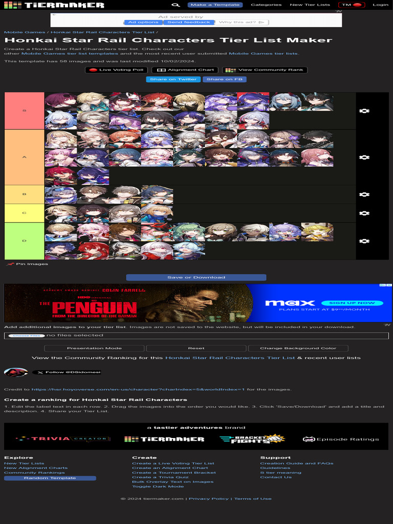 Create A Honkai Star Rail Characters Tier List - TierMaker | PDF ...