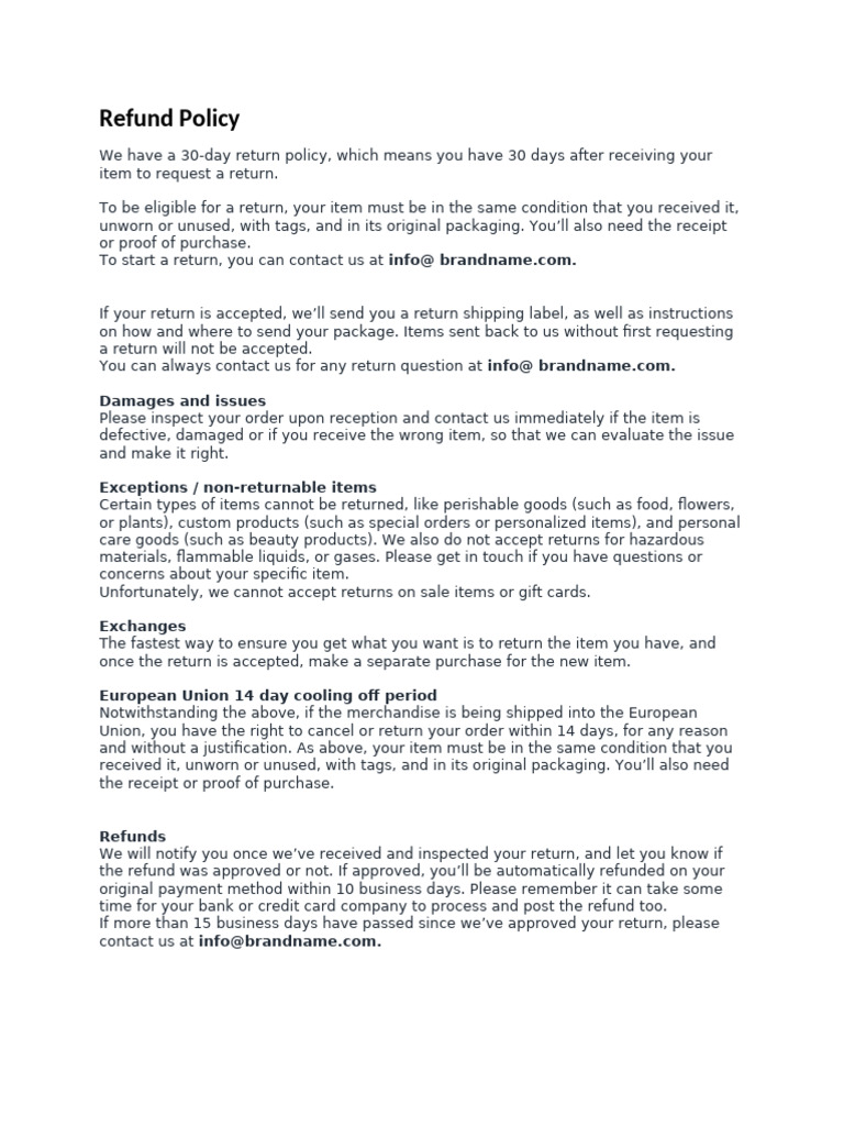 30-Day Refund Policy Overview | PDF