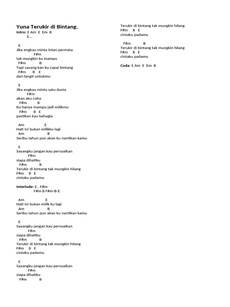 Lirik Lagu Cinta dan Harapan Fiersa Besari | PDF